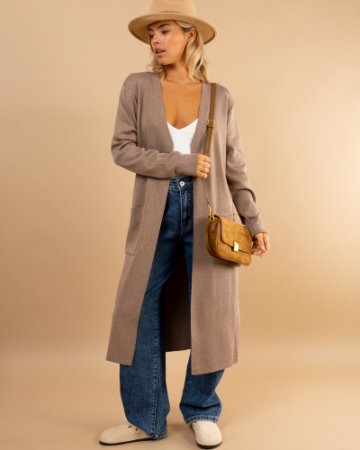 Gilet long poches lurex