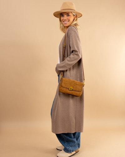 Gilet long poches lurex