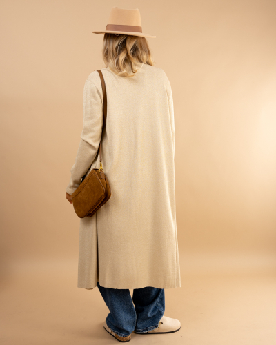 Gilet long poches lurex