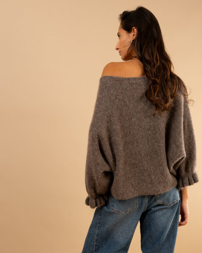 Pull laine manches volants