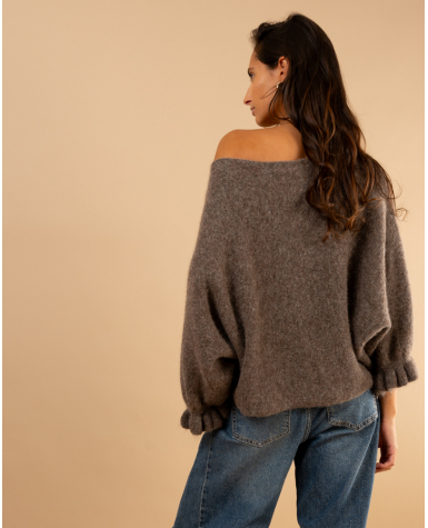 Pull laine manches volants