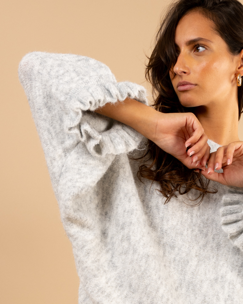 Pull laine manches volants