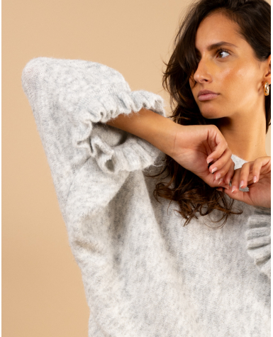 Pull laine manches volants