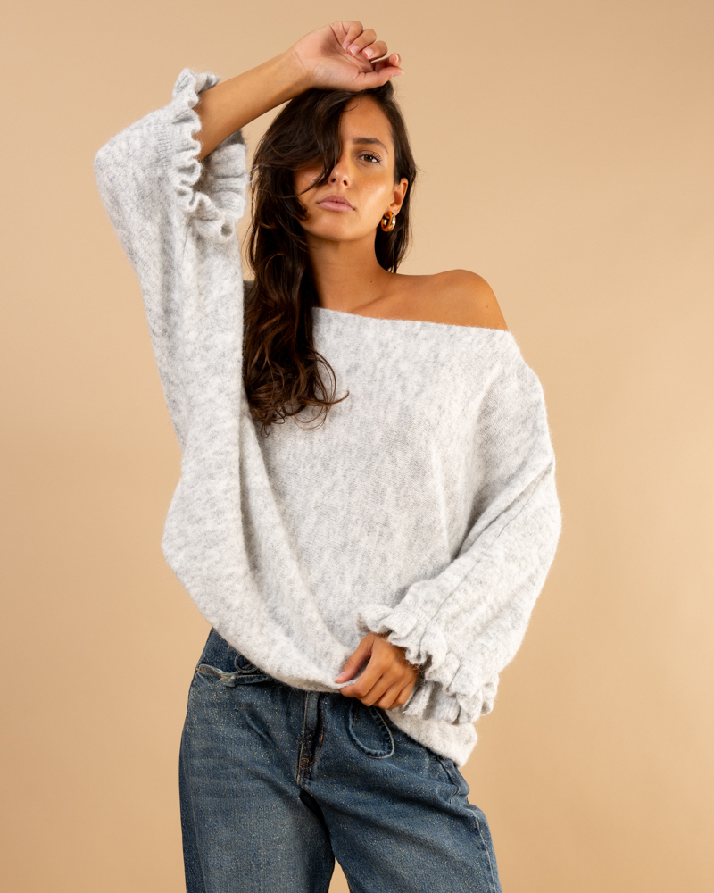 Pull laine manches volants