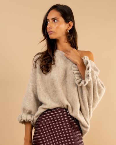 Pull laine manches volants