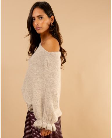 Pull laine manches volants