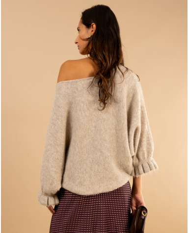 Pull laine manches volants