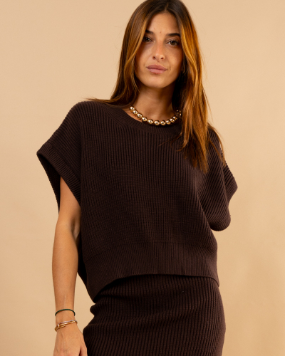 Pull crop maille
