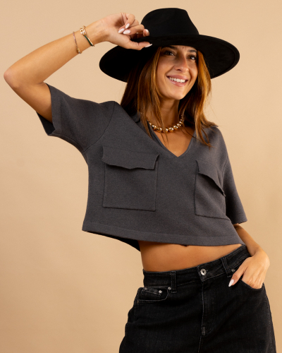 Top poches maille