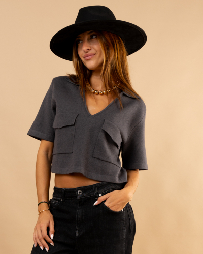 Top poches maille