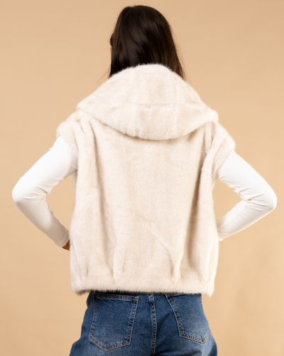 Veste sans manches fausse fourrure