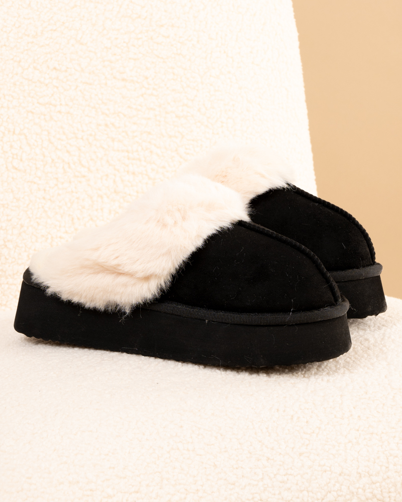 Chaussons fourrés plateforme