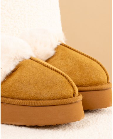 Chaussons fourrés plateforme