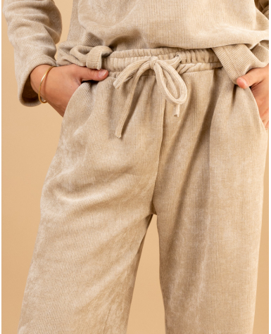 Pantalon large velours