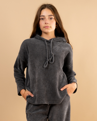 Sweat capuche velours