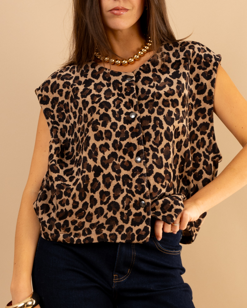 Gilet sans manches léopard Gilet sans manches léopard