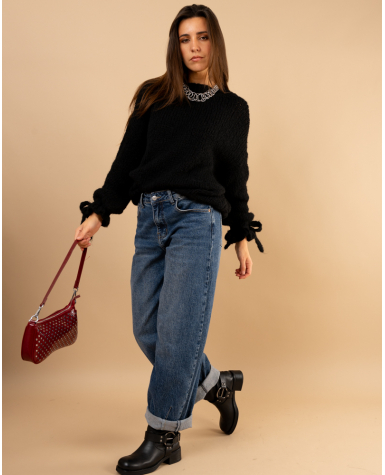 Pull manches nœud laine