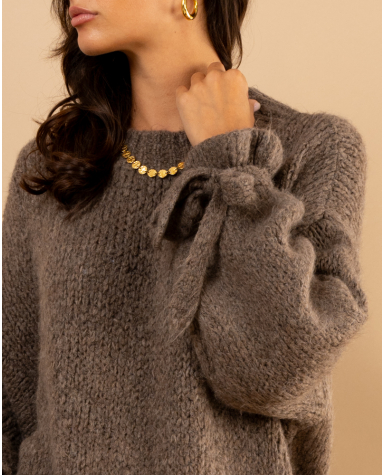 Pull manches nœud laine