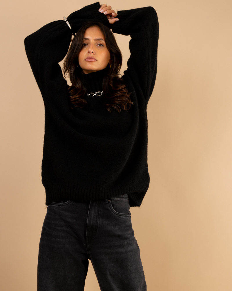 Pull laine col montant