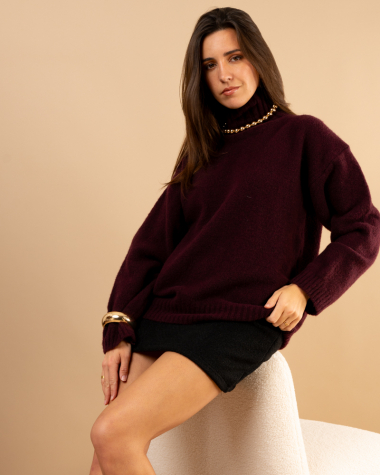 Pull laine col montant