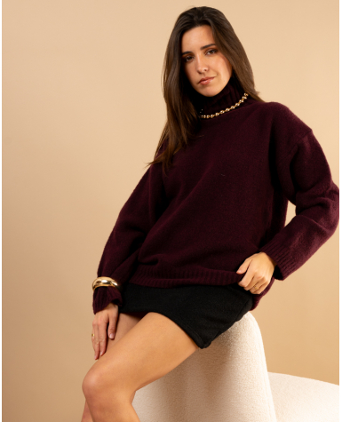 Pull laine col montant