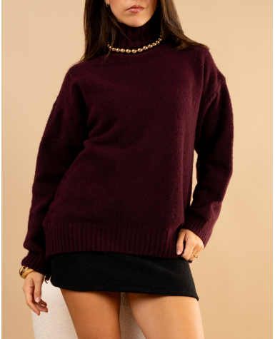Pull laine col montant