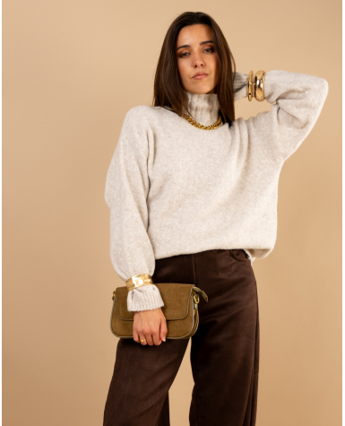 Pull laine col montant