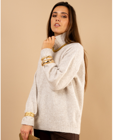 Pull laine col montant
