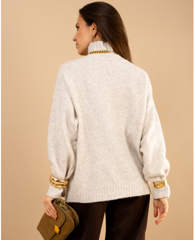 Pull laine col montant