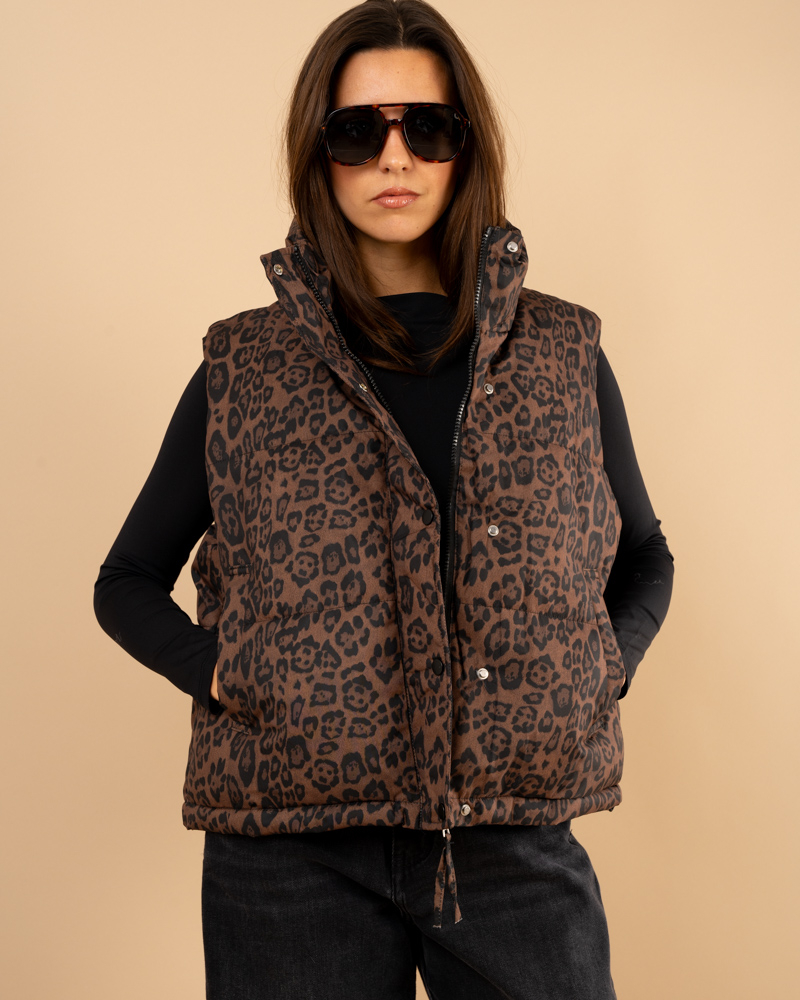 Doudoune léopard sans manches