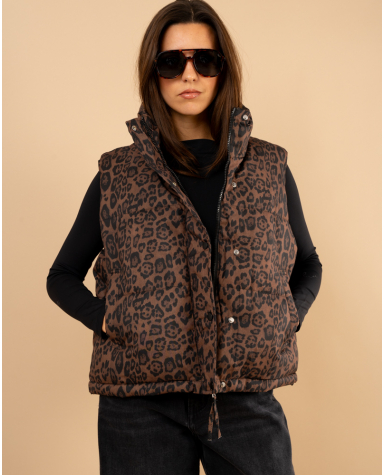 Doudoune léopard sans manches
