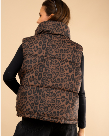 Doudoune léopard sans manches