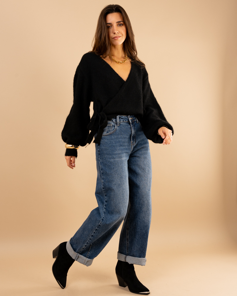 Pull cache cœur laine