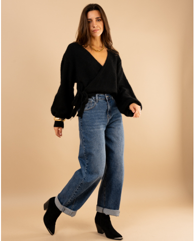 Pull cache cœur laine