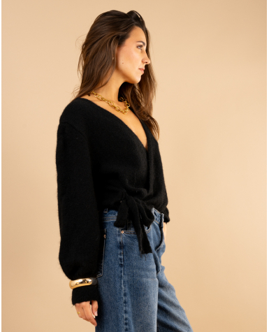 Pull cache cœur laine