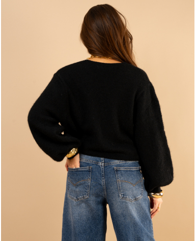 Pull cache cœur laine