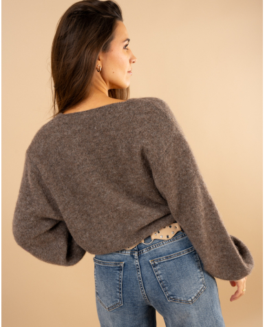 Pull cache cœur laine