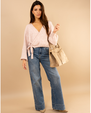 Pull cache cœur laine