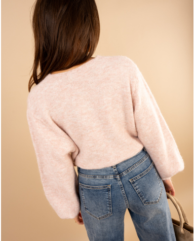 Pull cache cœur laine