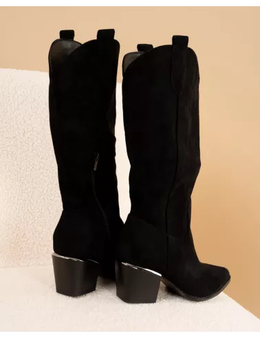 Santiags suédine talon plaque