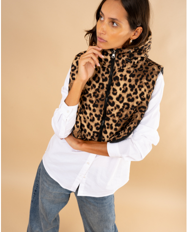 Gilet réversible imprimé léopard