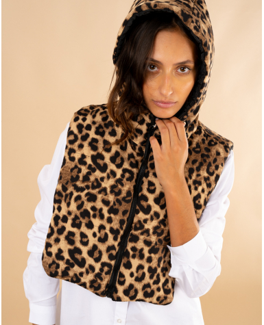 Gilet réversible imprimé léopard