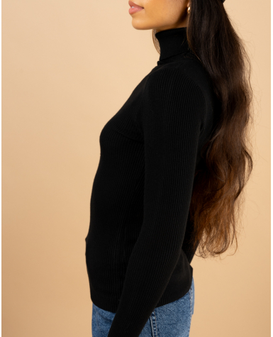 Pull côtelé col roulé