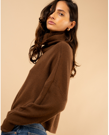 Pull court col roulé