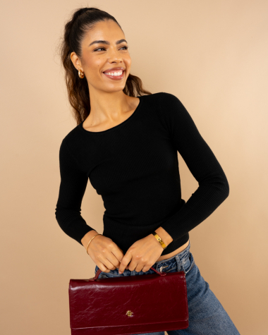 Pull côtelé col rond