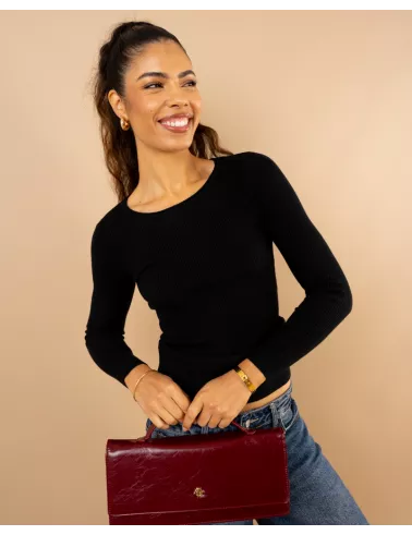 Pull côtelé col rond