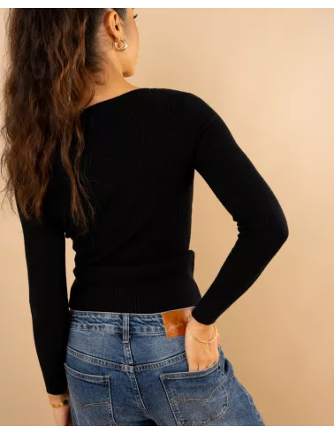 Pull côtelé col rond