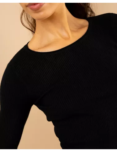 Pull côtelé col rond