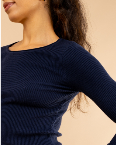 Pull côtelé col rond