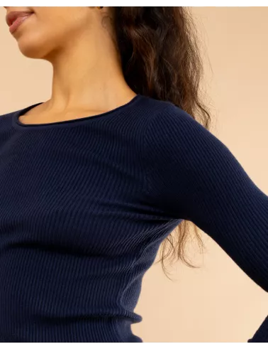 Pull côtelé col rond